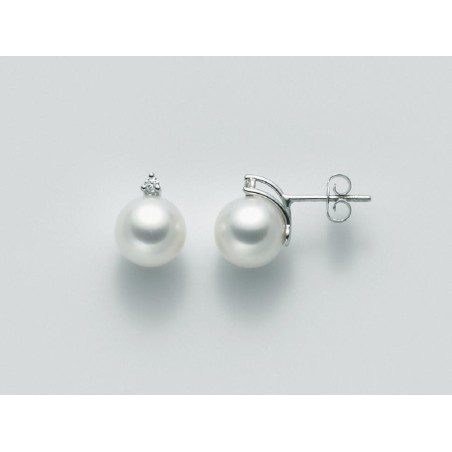 Orecchini Donna Miluna PPR859BM-005 con perle bianche coltivate di acqua dolce 8,5-9 mm, oro bianco e brillanti 0,05 ct