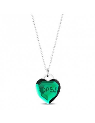 Collana Donna Ops! Objects OPSCL-422 in acciaio con placcatura rodio e cuore pendente collezione Shiny