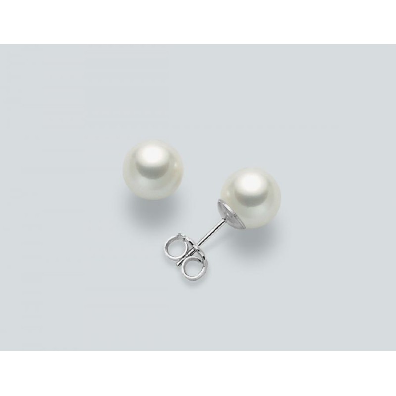 Orecchini Donna Miluna PPN758BMV - Orecchini perle bianche coltivate di acqua dolce 7,5-8 mm con perni in oro bianco