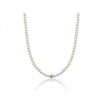 Collana Donna Miluna PCL5904 - Collana perle bianche coltivate di acqua dolce 4-4,5 mm con boule e chiusura in oro