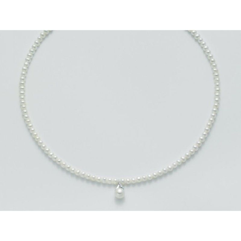 Collana Donna Miluna PCL3077 con perle bianche coltivate di acqua dolce 4-4,5 mm con oro bianco e brillanti