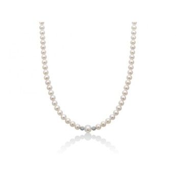 Collana Donna Miluna PCL5304V con perle bianche coltivate di acqua dolce 5-5,5 mm e oro bianco 750
