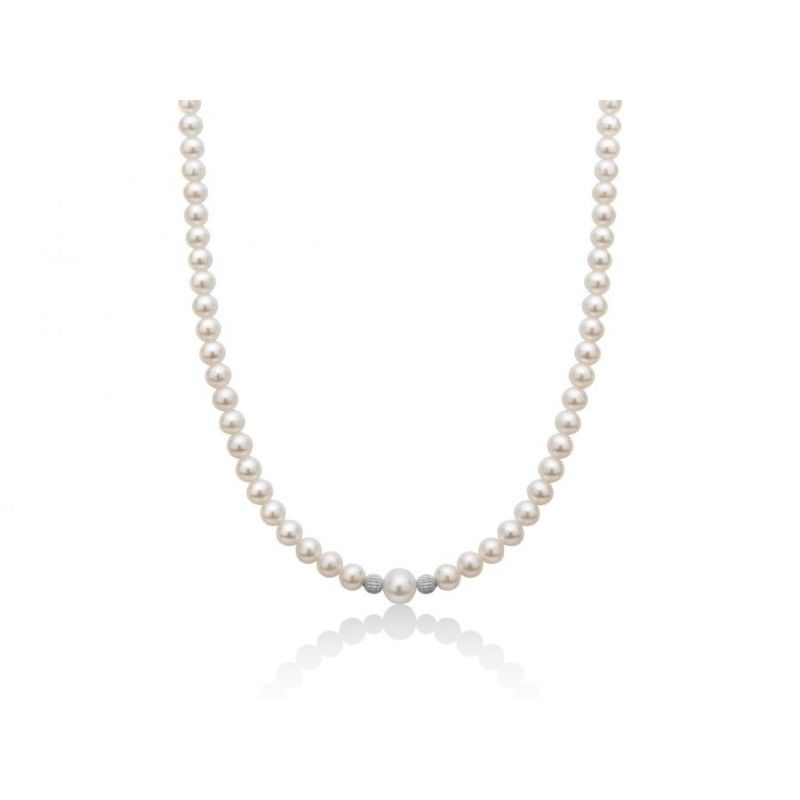 Collana Donna Miluna PCL5304V con perle bianche coltivate di acqua dolce 5-5,5 mm e oro bianco 750