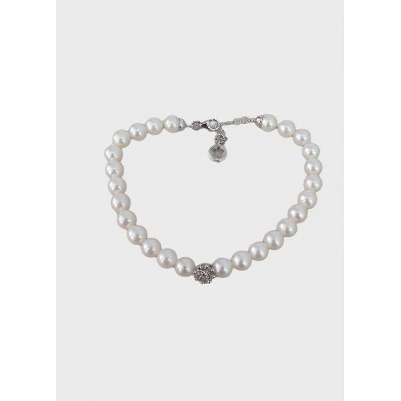 Bracciale Donna Roberto Giannotti LUXPE06 – Bracciale perle coltivate Akoya con centrale in oro e brillanti 0,14 ct