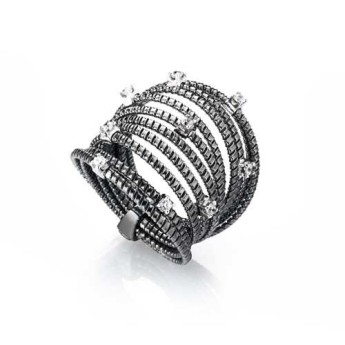 Marcello Pane Anello Da Donna Della Collezione Twist Argento 925 Brunito. Rif. ANFO008