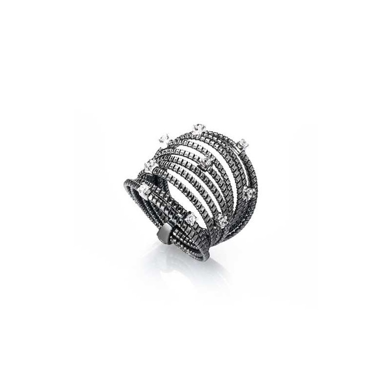Marcello Pane Anello Da Donna Della Collezione Twist Argento 925 Brunito. Rif. ANFO008
