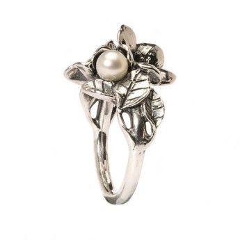 Anello Trollbeads TAGRI-00224 “Biancospino con Perla” in argento 925 misura 14