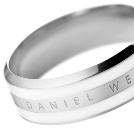 Anello Donna Daniel Wellington DW00400047 in acciaio inox rodiato e smalto bianco collezione Emalie White misura 10