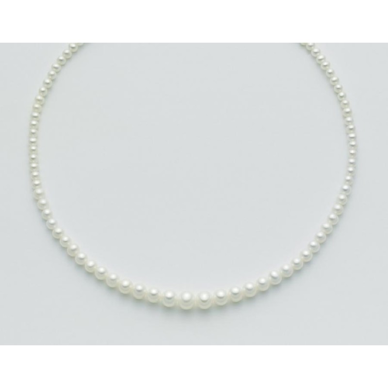 Collana Donna Miluna PCL2210 - Collana perle bianche coltivate di acqua dolce 4-9 mm chiusura oro bianco