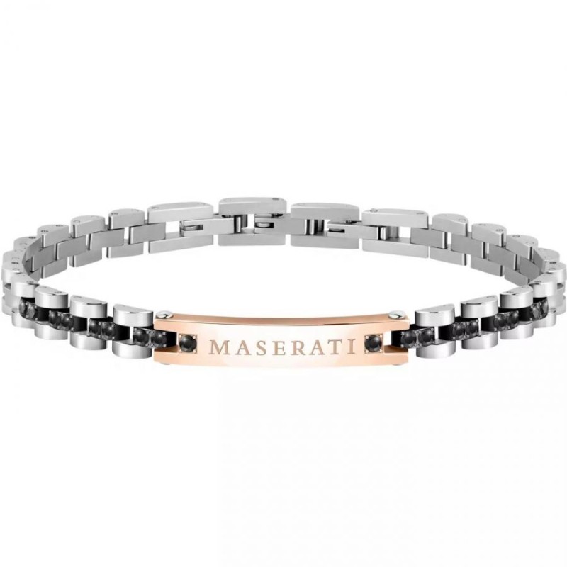 Bracciale Uomo Maserati JM420ATJ08 – Bracciale in acciaio e zirconi neri collezione Jewels
