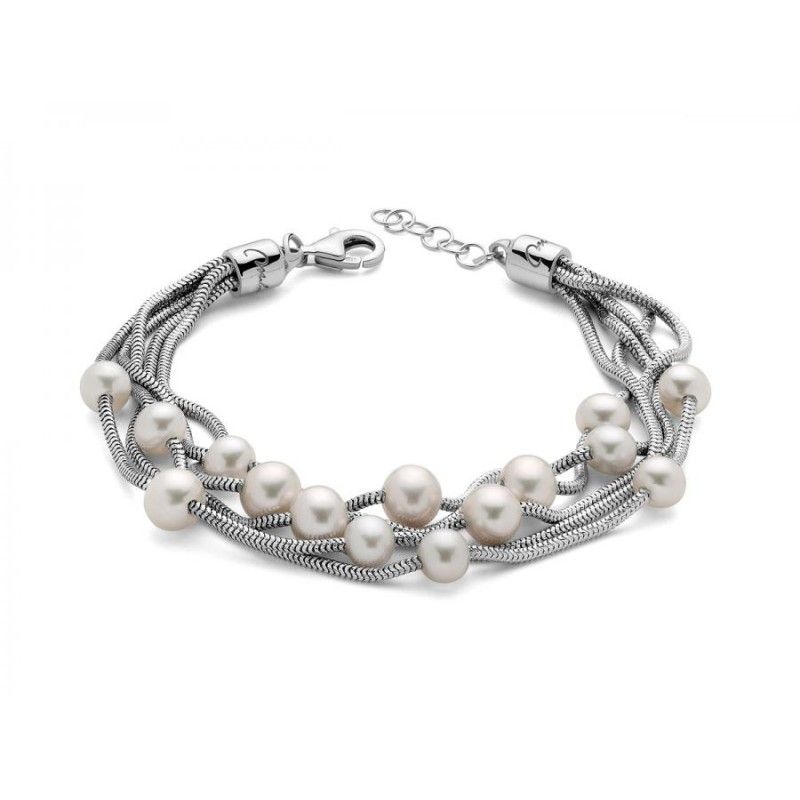 Bracciale Donna Miluna PBR2836 – Bracciale in argento 925 rodiato con perle bianche coltivate 5,5-7 mm collezione Miss Italia