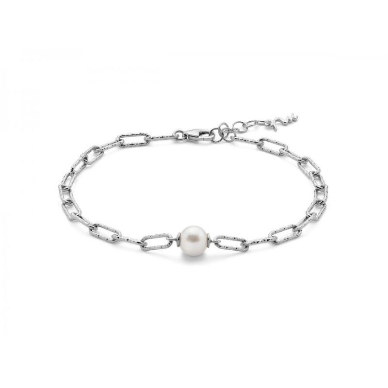 Bracciale Donna Miluna PBR3140B – Bracciale in argento 925 rodiato e perla bianca coltivata 7-7,5 mm collezione Miss Italia