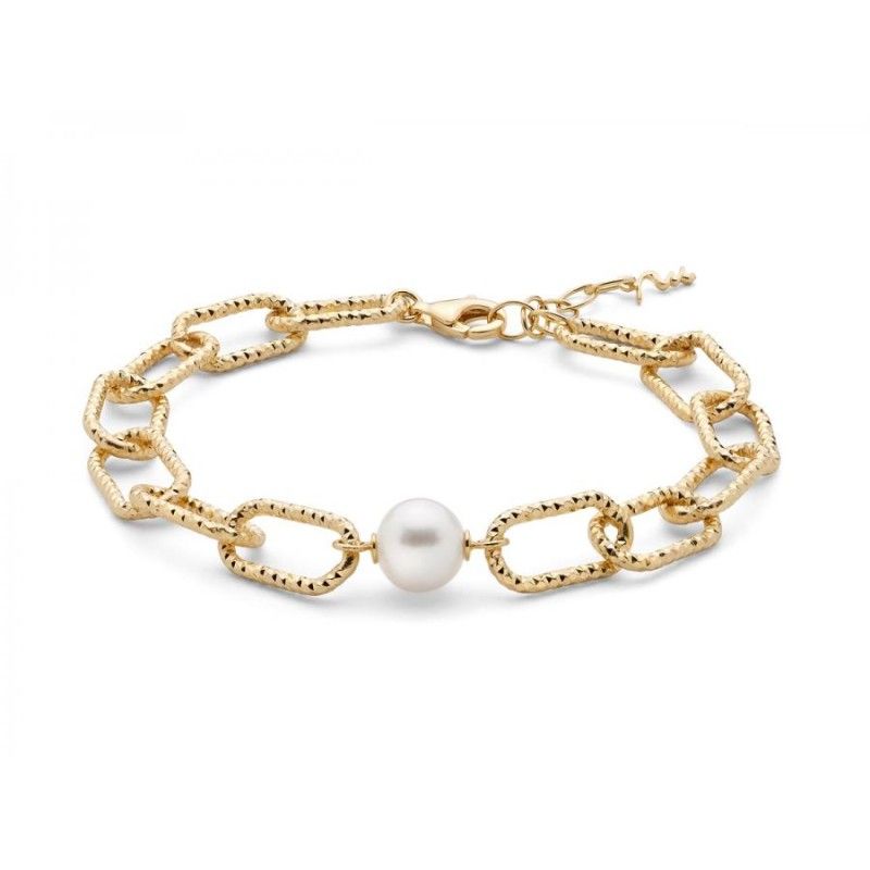 Bracciale Donna Miluna PBR3203G – Bracciale donna argento dorato 925 e perla bianca coltivata 9-9,5 mm collezione Miss Italia