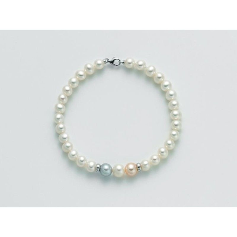 Bracciale Donna Miluna PBR2940 – Bracciale con perle bianche coltivate 5,5-6 mm con rondelle e chiusura in oro bianco