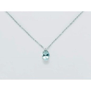 Collana Donna Miluna CLD4284 – Collana oro bianco acquamarina taglio ovale 1,00 ct e brillanti collezione Acquamarina