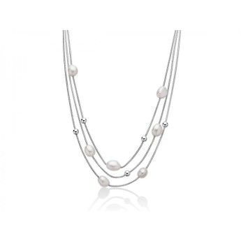 Collana Donna Miluna PCL5816 – Collana in argento 925 rodiato con perle bianche barocche 10-11 mm collezione Miss Italia