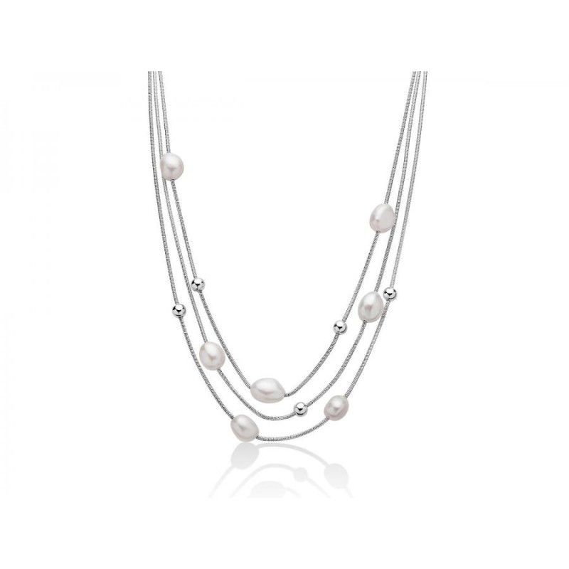 Collana Donna Miluna PCL5816 – Collana in argento 925 rodiato con perle bianche barocche 10-11 mm collezione Miss Italia