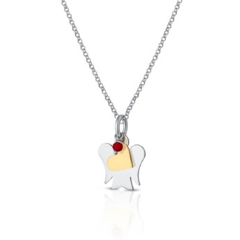 Collana Donna Roberto Giannotti GIA378 in argento 925 rodiato con pendenti Angelo e Cuore in argento dorato