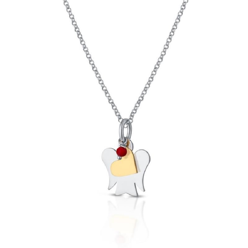 Collana Donna Roberto Giannotti GIA378 in argento 925 rodiato con pendenti Angelo e Cuore in argento dorato
