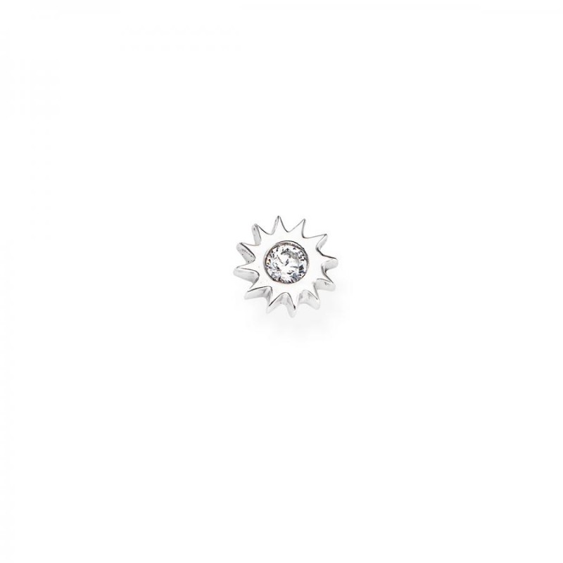 Mono Orecchino Donna Amen EB28 in argento 925 rodiato a forma di sole con zircone bianco