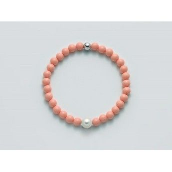 Bracciale Donna Miluna PBR3207 in corallo rosa 6 mm e perla bianca coltivata di acqua dolce 7,5-8 mm