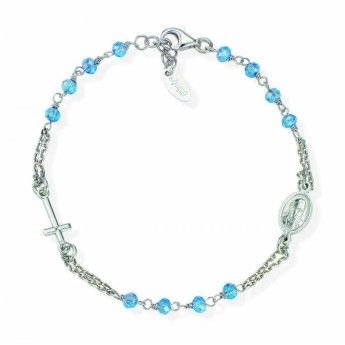 Bracciale Donna Amen BROBC3 in argento 925 rodiato con cristalli azzurri collezione Rosari