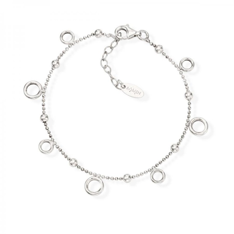 Bracciale Donna Amen BRTOMB3 - Bracciale in argento 925 rodiato con anellini collezione Romance