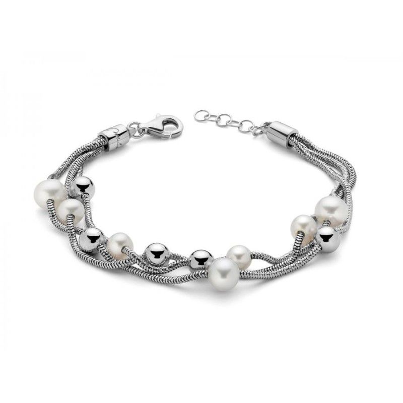 Bracciale Donna Miluna PBR3198 – Bracciale in argento 925 rodiato e perle bianche coltivate 5,5-7 mm collezione Miss Italia