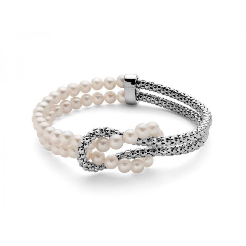 Bracciale Donna Miluna PBR3178V - Bracciale con perle bianche coltivate 4,5-5 mm e argento 925 rodiato collezione Miss Italia