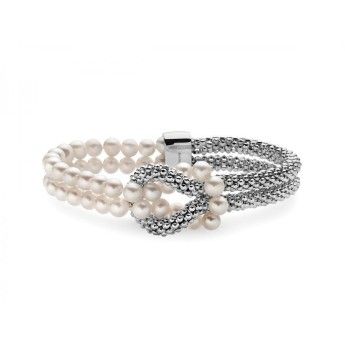 Bracciale Donna Miluna PBR3176V - Bracciale con perle bianche coltivate 6-6,5 mm e argento 925 rodiato collezione Miss Italia