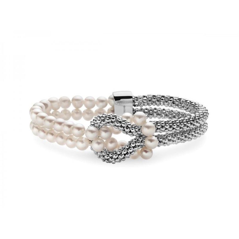 Bracciale Donna Miluna PBR3176V - Bracciale con perle bianche coltivate 6-6,5 mm e argento 925 rodiato collezione Miss Italia