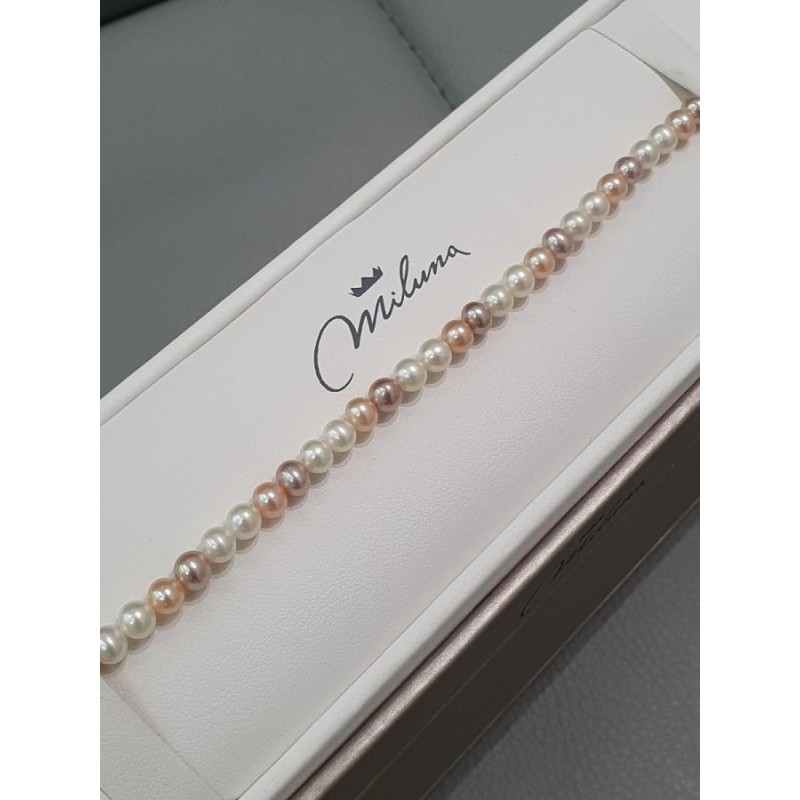 Bracciale Donna Miluna 1MPM455-17NL – Bracciale con perle multicolor coltivate 4-4,5 mm e chiusura oro bianco