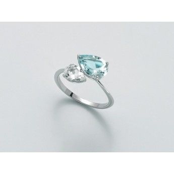 Anello Donna Miluna LID3233X – Anello oro bianco con topazio azzurro 2,32 ct e topazio bianco collezione Gemma del Cielo