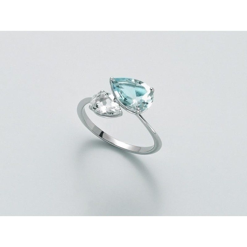 Anello Donna Miluna LID3233X – Anello oro bianco con topazio azzurro 2,32 ct e topazio bianco collezione Gemma del Cielo