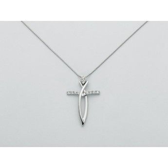 Collana Donna Miluna CLD4294 - Collana con croce in oro bianco 750 e brillanti 0,046 ct