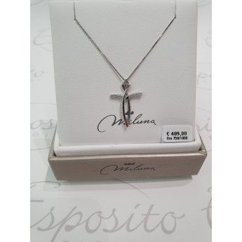 Collana Donna Miluna CLD4294 - Collana con croce in oro bianco 750 e brillanti 0,046 ct