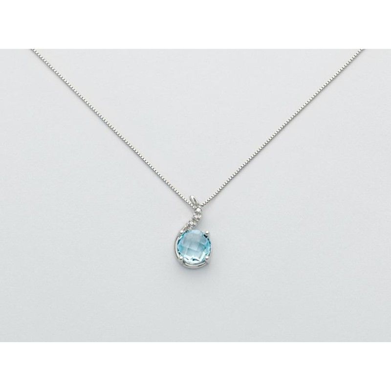 Collana Donna Miluna CLD4301X in oro bianco, topazio azzurro naturale 1,00 ct e topazio bianco naturale 0,13 ct