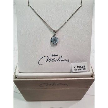 Collana Donna Miluna CLD4301X in oro bianco, topazio azzurro naturale 1,00 ct e topazio bianco naturale 0,13 ct