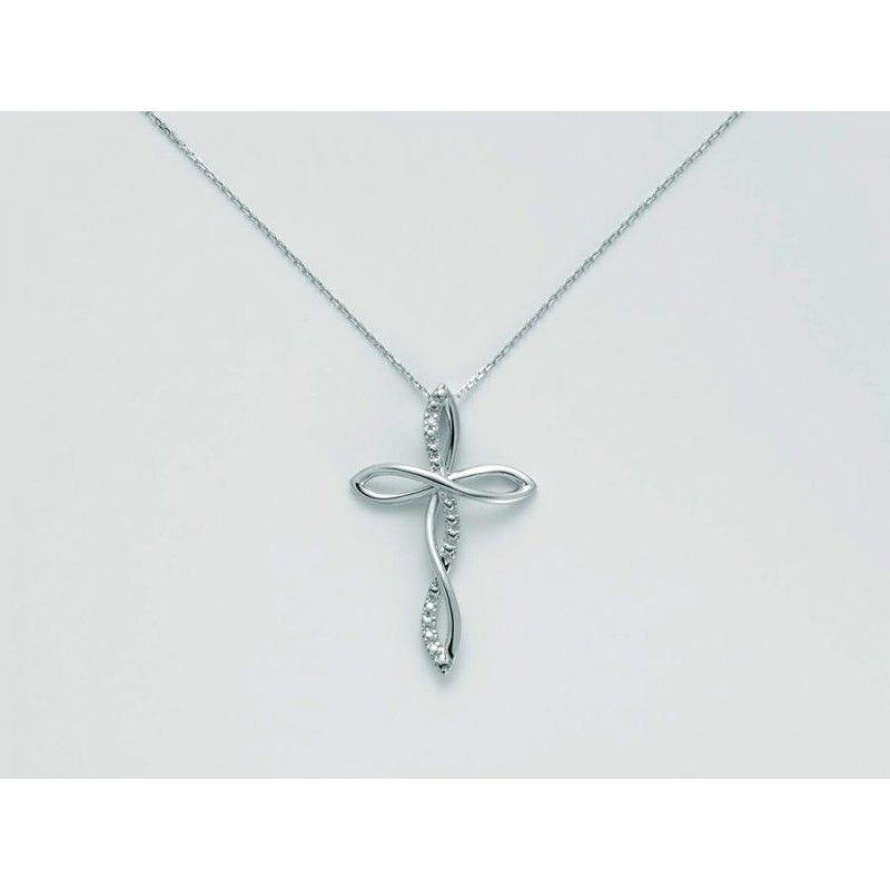 Collana Donna Miluna CLD4260 - Collana con croce pendente  in oro bianco e brillanti 0,05 ct