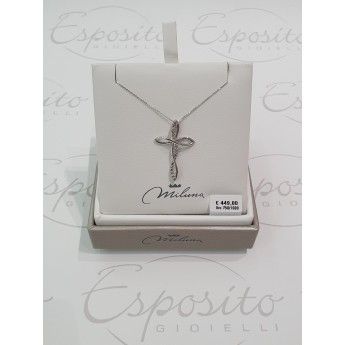 Collana Donna Miluna CLD4260 - Collana con croce pendente  in oro bianco e brillanti 0,05 ct