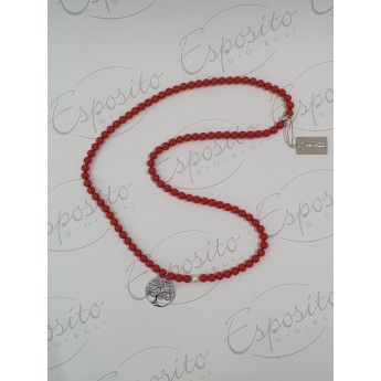 Collana Donna Miluna PCL5948 - Collana con corallo rosso 8 mm e perla bianca coltivata  8,5-9 mml unghezza 80 cm