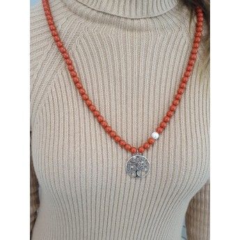 Collana Donna Miluna PCL5948 - Collana con corallo rosso 8 mm e perla bianca coltivata  8,5-9 mml unghezza 80 cm