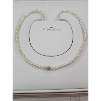 Collana Donna Miluna PCL5912X con perle bianche coltivate di acqua dolce 4-4,5 mm e oro bianco 375