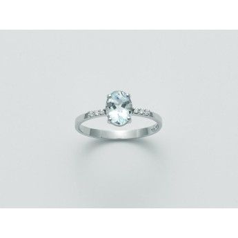 Anello Donna Miluna LID3289 - Anello oro bianco con acquamarina naturale 1,00 ct e brillanti 0,046 ct