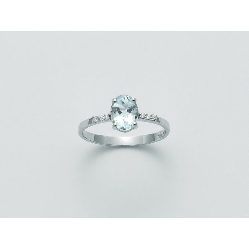 Anello Donna Miluna LID3289 - Anello oro bianco con acquamarina naturale 1,00 ct e brillanti 0,046 ct
