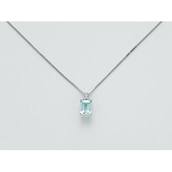 Collana Donna Miluna CLD4111 - Collana oro bianco con acquamarina naturale 1,40 ct e brillanti 0,018 ct