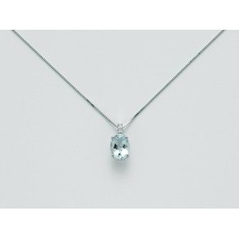 Collana Donna Miluna CLD4135 - Collana oro bianco con acquamarina naturale 1,00 ct e brillanti 0,016 ct