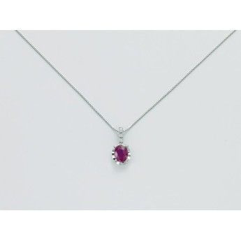 Collana Donna Miluna CLD4195 - Collana oro bianco con rubino naturale 0,35 ct e brillanti 0,015 ct