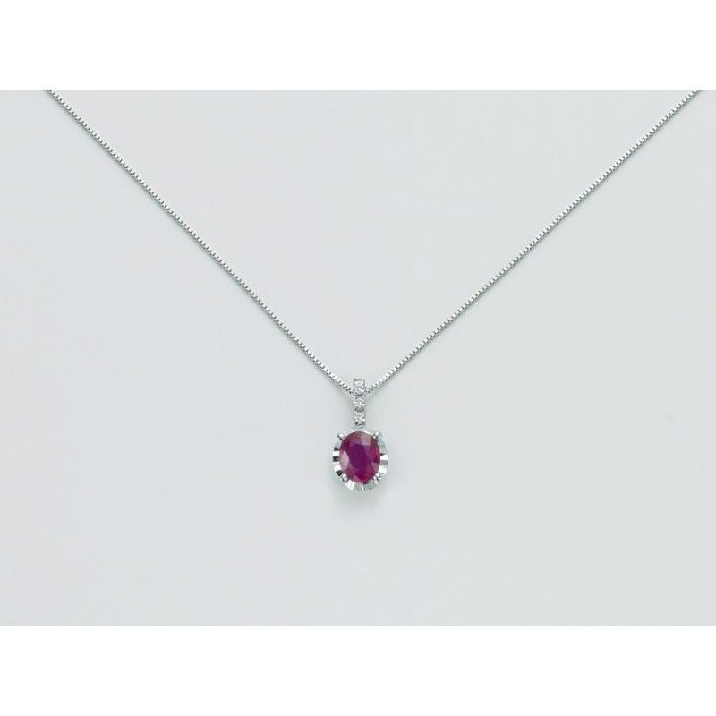 Collana Donna Miluna CLD4195 - Collana oro bianco con rubino naturale 0,35 ct e brillanti 0,015 ct