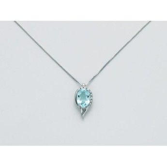 Collana Donna Miluna CLD4215X in oro bianco con topazio azzurro naturale 1,49 ct e diamanti taglio brillanti 0,04 ct